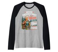 Non Sottovalutare mai Una Donna Che Cammina Ancora a settant'anni Maglia con Maniche Raglan