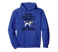 Non Sottovalutare mai Una Donna con Un Proprietario di Cani Jack Russel Felpa con Cappuccio, Unisex per Adulti, Blu Reale, XL