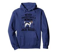 Non Sottovalutare mai Una Donna con Un Proprietario di Cani Jack Russel Felpa con Cappuccio, Unisex per Adulti, Navy, XXL