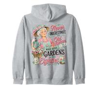 Non Sottovalutare mai Una Vecchia Che Fa Ancora Giardinaggio in lei 80 Felpa con Cappuccio