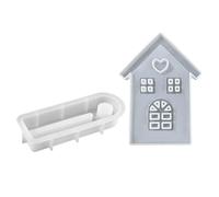 Non-Stick Crafts Casting Tool, Silicone Molds House Shape, Flexible House Candle Molds, Home Art And Craft Supplies for Wax Cement Clay Soap Plaster Candlestick Table Ornaments