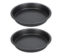 Non Stick Pizza Pan Carbon Steel Baking Pan 2Pcs Set Professional Thickened Round Pizza Tray for Kitchen Bakery Family Dinners (9 Inch)