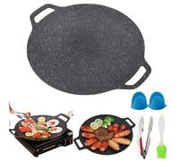 Non-stick Round Baking Pan, Korean BBQ Grill Pan, Korean Grill Pan for Indoor Cooking, Multifunctional Frying and Baking Pan Stove Plate for Home Kitchen Camping for Meats, Pancakes, Ribs (28cm/11in)