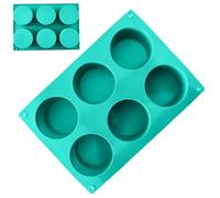Non Stick Silicone Baking Mold - 6 Grids Round, Cake Mould Food Grade Chocolate Muffin Jelly Moulds for Oven Kitchen Bakery, Home Dessert Making | Flexible Silicone Baking Accessory