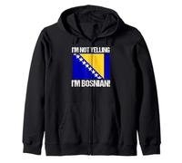 Non sto urlando Sono Bosniaco Bandiera della Bosnia Cultura Felpa con Cappuccio