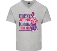 Non Strano Solo Più Creativo Di Te Maglietta In Cotone A V Per Uomo