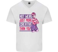 Non Strano Solo Più Creativo Di Te Maglietta In Cotone A V Per Uomo