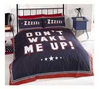 Blu Navy Non Wake Me Up Doppio Copripiumino e Federa Set