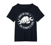 Non temere l'idraulico è Qui Divertente Lavoro Idraulico Maglietta, Donna Plus-Size, Nero, 1X