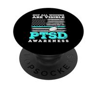 Non tutte le ferite sono visibili Bandiera degli Stati Uniti Consapevolezza PTSD PopSockets PopGrip Adesivo