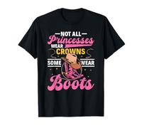 Non tutte le principesse indossano corone divertente cowgirl equitazione rodeo Maglietta