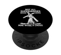 Non tutti i supereroi indossano mantelli I miei indossavano una fede di Gesù a croce PopSockets PopGrip Adesivo