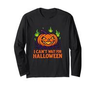 Non Vedo l'ora Che arrivi Halloween Pumpkin Face Maglia a Manica