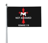 Non vergognarti Romani 1:16 Bandiera cristiana 3x5 piedi Banner Poster Sfondo decorativo Decorazione da parete Poliestere Applica a giardino Cortile Casa Dindoor Esterno