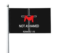Non vergognarti Romani 1:16 Bandiera cristiana 3x5 piedi Banner Poster Sfondo decorativo Decorazione da parete Poliestere Applica a giardino Cortile Casa Dindoor Esterno