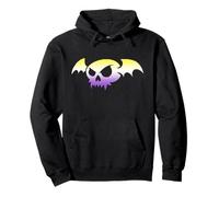 Nonbinary Bat Vampire Skull Enby Pride Flag Goth Halloween Felpa con Cappuccio