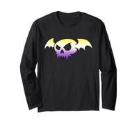 Nonbinary Bat Vampire Skull Enby Pride Flag Goth Halloween Maglia a Manica