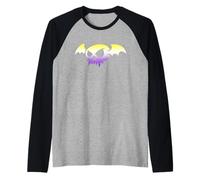 Nonbinary Bat Vampire Skull Enby Pride Flag Goth Halloween Maglia con Maniche Raglan