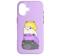 Nonbinary Flag Color Frogs Subtle Enby Pride Cute Aesthetic Custodia per iPhone 16