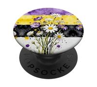 Nonbinary Flowers Enby Pride Flag Colors Floral Watercolor PopSockets PopGrip Adesivo