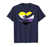 Nonbinary Heart Hug No Gender Pride Bandiera Maglietta