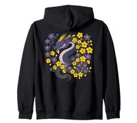 Nonbinary Japanese Dragon Enby Pride Flag Colors Floral Felpa con Cappuccio