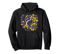 Nonbinary Japanese Dragon Enby Pride Flag Colors Floral Felpa con Cappuccio