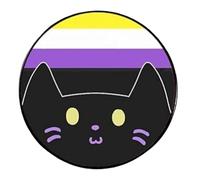 Nonbinary Non Binary Pride Rights Cat Kitten Flag Colors LGBTQ Cute Kawaii Rainbow Gay Lesbiche Queer Asessuale Gender 3 cm Smalto Pin Badge by Pinstant, 1.2 Inches, Smalto, Smaltato
