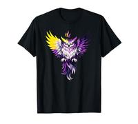 Nonbinary Owl Bird Enby NB Pride Flag Colors Tattoo Style Maglietta