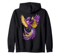 Nonbinary Phoenix Bird Enby Pride Flag Rising From Ashes Felpa con Cappuccio