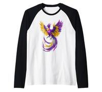 Nonbinary Phoenix Bird Enby Pride Flag Rising From Ashes Maglia con Maniche Raglan