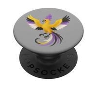 Nonbinary Phoenix Bird Enby Pride Flag Rising From Ashes PopSockets PopGrip Adesivo