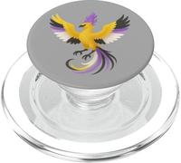 Nonbinary Phoenix Bird Enby Pride Flag Rising From Ashes PopSockets PopGrip per MagSafe