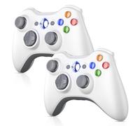 Nonbliep Confezione da 2 controller Xbox 360, compatibili con Xbox 360 e Slim/PC Windows 10/8/7, con joystick aggiornato/doppia vibrazione/jack per cuffie da 2,5 mm per controller Xbox wireless bianco