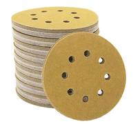 NONDK 100 dischi abrasivi gialli da 5 pollici, carta vetrata in ossido di alluminio con gancio e P120 a 8 fori per lucidare la levigatrice orbitale casuale