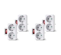 NONDK Adattatore a spina, doppia presa per presa, presa doppia con interruttore da 3800 W per ufficio, casa o viaggi, spina UE (confezione da 4)