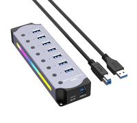 NONDK HUB USB 3.0 RGB Multifunzione con Splitter a Trasmissione Rapida da 5 Gbps Protocollo di Ricarica BC 1.2 Base di Espansione per Computer