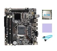 NONDK Scheda madre H55 LGA1156 Compatibile con I3 530 I5 760 Series CPU Memoria DDR3 Scheda Base+CPU I5 750+ SATA+Pad Termico