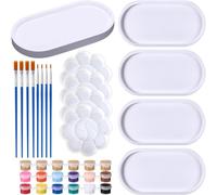 NONDK Vassoio per Gioielli In Ceramica da Dipingere - Kit Pronto per la Pittura di Piatti In Ceramica con Pennello e Palette per Adulti