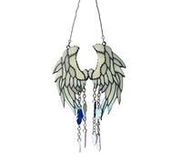 None Brand Angel Wings Wind Chimes Memorial Wind Chimes Flash Stained Glass Wind Chimes, Outdoor Decor,Yard Decorations (B)
