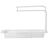 None Brand Telescopic Sink Rack Holder Adjustable Soap Storage Drain Basket Kitchen Home, for Dish Cloth,Soap, Quick Drying (White)