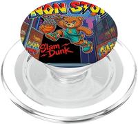 None Stop Teddy Bear Playing Basketball Illustration Graphic PopSockets PopGrip per MagSafe