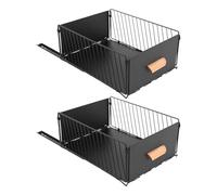 NoneDanGee 2 cassetti telescopici espandibili, cassetti estraibili, scaffali per mobili da cucina, portaspezie, cassetto, senza forare e inchiodare, cassetto estraibile (nero)