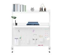NoneDanGee Mensola da scrivania con morsetto, organizer da scrivania, con 30 accessori, per ufficio, computer, accessori da scrivania, organizer da 100 x 12,5 x 95 cm (bianco)