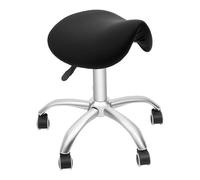 NoneDanGee Sgabello a rotelle da parrucchiere, regolabile in altezza, girevole, ergonomico, in pelle PU, spessa, per saloni, spa, massaggi e cliniche (nero)