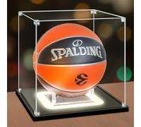 Nonemey Pallacanestro Vetrina con Luce,Scatola da Pallacanestro in Acrilico Protetta dai raggi UV,Vetrina Espositiva per Cimeli Sportivi Autografata Palla Regali di Basket, 27x27x27 cm