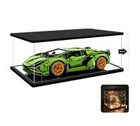Nonemey Teca Plexiglass Vetrina in Acrilico con due tipi di luci per 1 8 Lego car ,Teca Espositiva per Collezionismo,Modello Antipolvere Vetrina Organizzatore Box,(Nero,60x30x20cm)