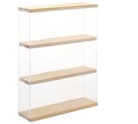 Nonemey Vetrina in Acrilico Trasparente a 3 Livelli,Teca Espositiva di Immagazzinaggio Vetrina Appesa alla Parete,Organizzatrice Antipolvere Vetrina Espositiva per Collezionismo(Legno,30*8.5*37.8 cm)