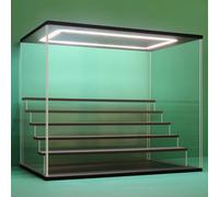 Nonemey Vetrina in Acrilico Trasparente con Luce a Led,2/3/4/5/6 Tier Teca Espositiva di Immagazzinaggio,Organizzatrice Antipolvere Vetrina Espositiva per Collezionismo((Nero, 6Tier-49x30x40 cm)