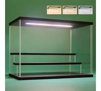 Nonemey Vetrina in Acrilico Trasparente con Luce a Led,2/3/4/5/6 Tier Teca Espositiva di Immagazzinaggio,Organizzatrice Antipolvere Vetrina Espositiva per Collezionismo(Nero, 3Tier-31.5x18x23 cm)